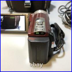 Sony DCR-SX45 2000x Digital Zoom Handycam Camcorder Red Tested Works Great